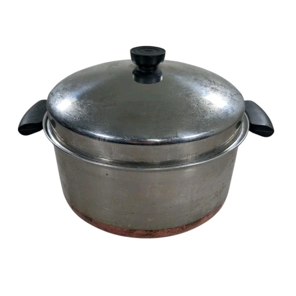 Vintage Revere Ware Copper Bottom 6 Quart Dutch Oven With Dome Lid 1801 Pre 1968